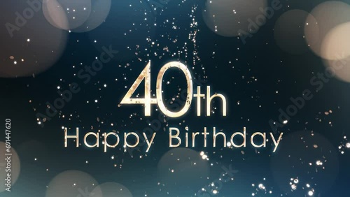 Congratulations banner, happy 40th birthday, golden confetti photo