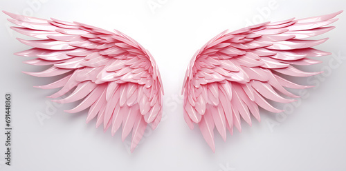 A pair of pink angel wings on a white background