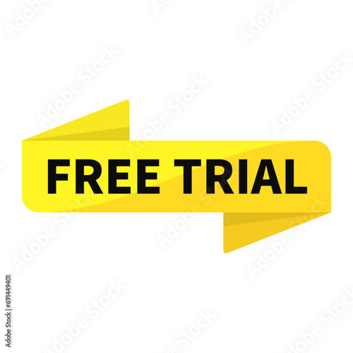 Free Trial In Yellow Rectangle Ribbon Shape For Promotion Business Marketing Social Media Information
