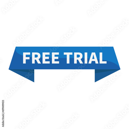 Free Trial In Blue Ribbon Rectangle Shape For Promotion Business Marketing Social Media Information
