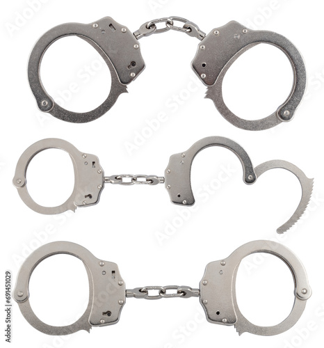 Metal handcuffs isolated on white background