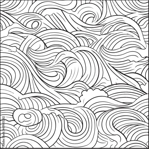 flowing waves and circles coloring page © Studio One