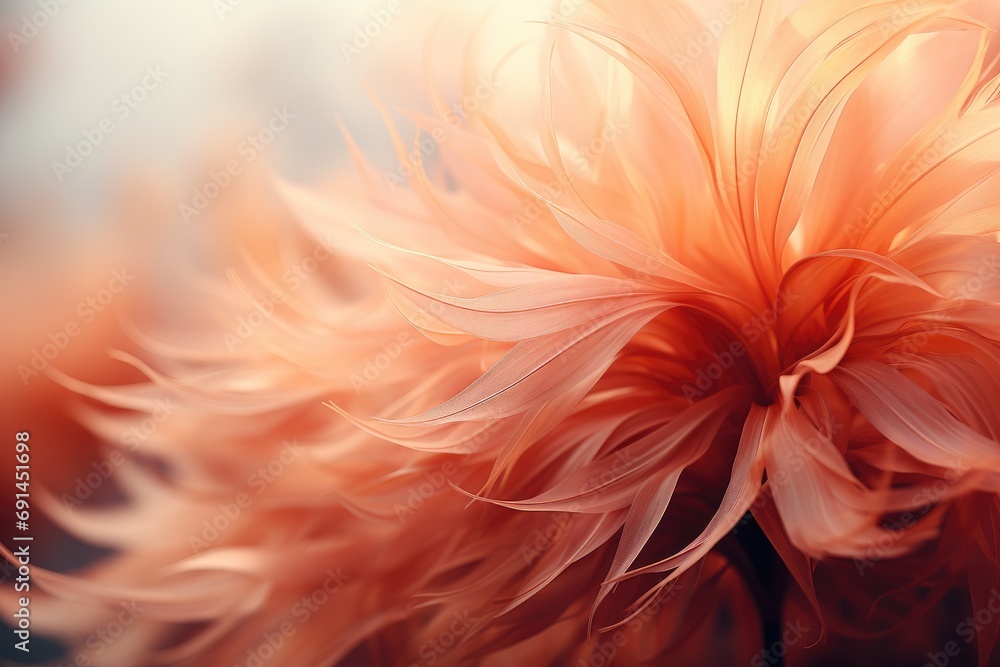 Floral abstraction in peach color, 2024 year trend - obrazy, fototapety, plakaty 