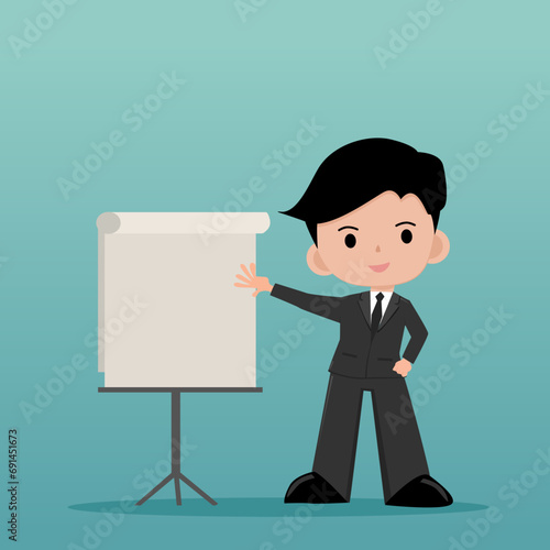 businessman with blank board