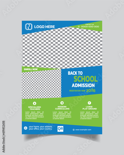 Unique Admission Flyer Template or School Admission Leaflet Poster A4