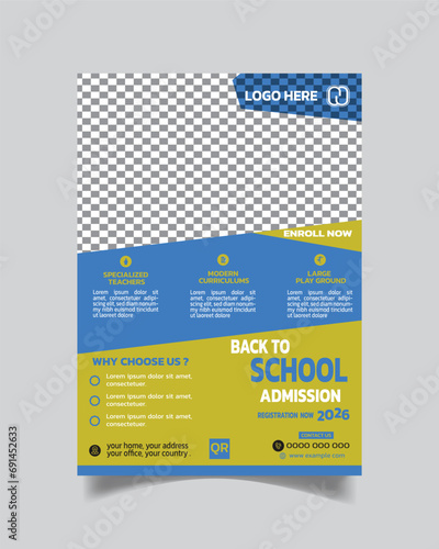 Unique Trendy Admission Flyer Template or School Admission Leaflet Poster A4