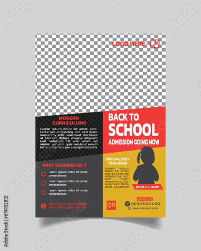 Trendy Creative Kids Admission Flyer or School Admission Leaflet Poster A4