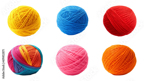Set of balls of yarn. Isolated on a transparent background. photo