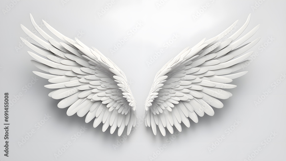 Obraz premium White Angel wings isolated on white background