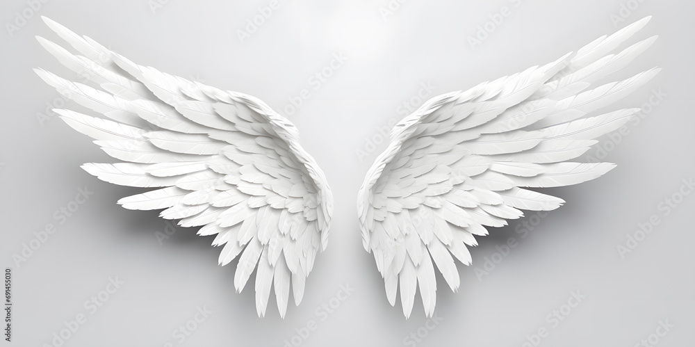White Angel wings isolated on white background White Angel wings isolated on white background