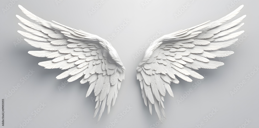 White Angel wings isolated on white background White Angel wings isolated on white background