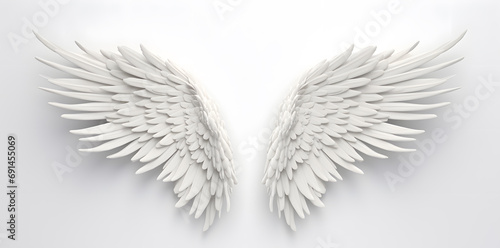 White Angel wings isolated on white background © Oksana