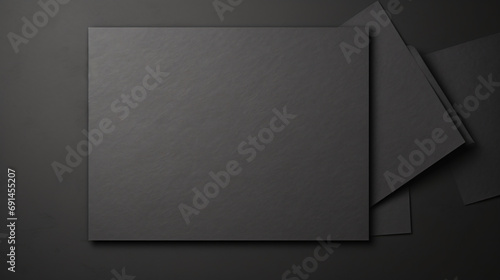 Black paper on dark grey background mockup template