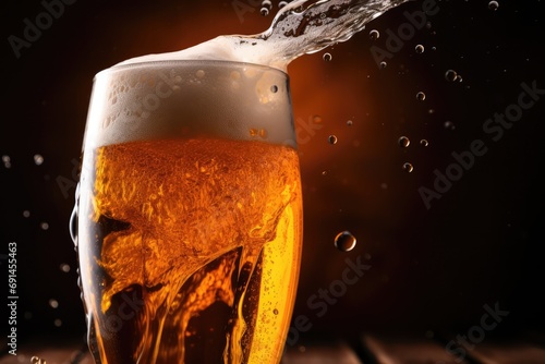 Closeup Of Beer Being Poured Into Glass Photorealism