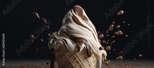 splash of vanilla chocolate cone ice cream 3