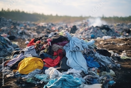 Discarded Clothes Piled Up In Landfill