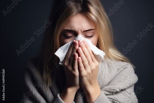 Girl With Cold Captured In Studio Picture