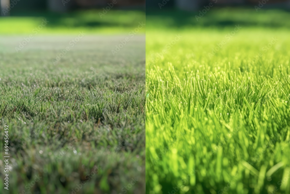 Sidebyside Comparison Of Grass Texture Before And After Mowing Sidebyside Comparison Of Grass Texture Before And After Mowing