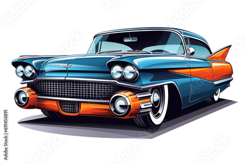 Retro american car on a white background.  © Ivan