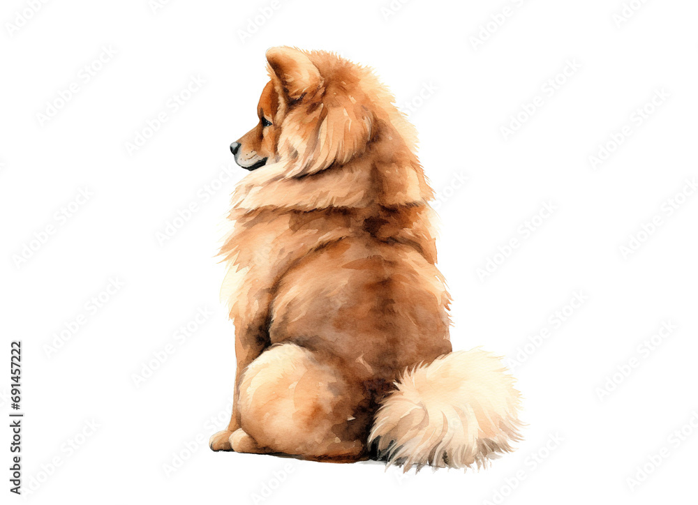 Rear image of dog sitting with his back isolated on transparent background Rear image of dog sitting with his back isolated on transparent background