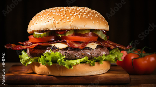 Burger with bacon meat
