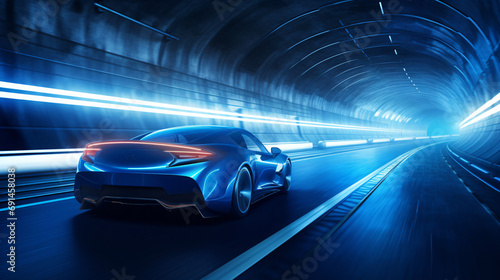 Car driving fast in tunnel © iqra