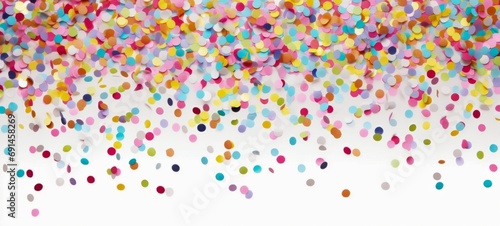 Festive carnival new year's eve celebration party banner texture - Falling colorful multicolored glitter confetti isolated on white background