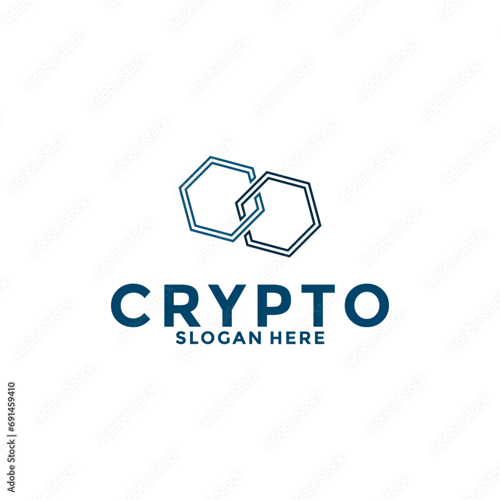 Digital Crypto currency logo with Blockchain technology. Financial technology or fintech logo template Digital Crypto currency logo with Blockchain technology. Financial technology or fintech logo template