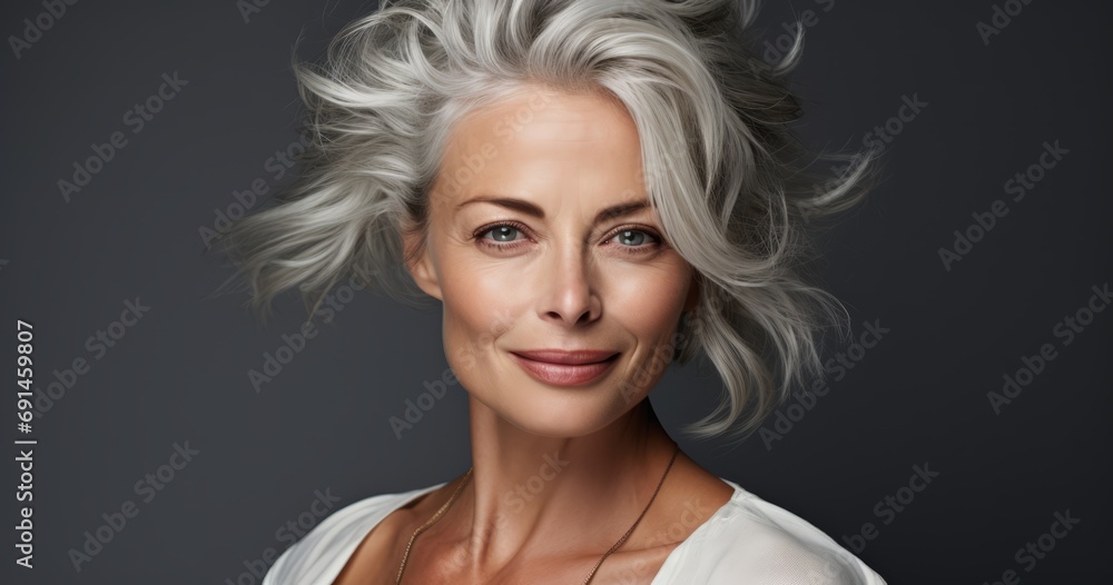 Ageless Beauty - Smiling Woman's Portrait for Skincare Advertising