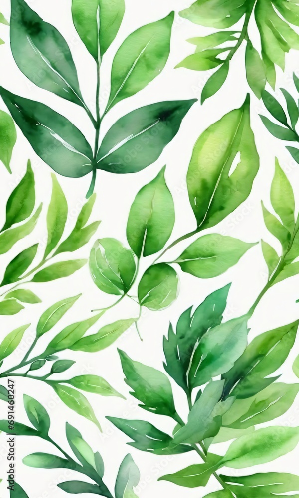 Green Watercolor Foliage.