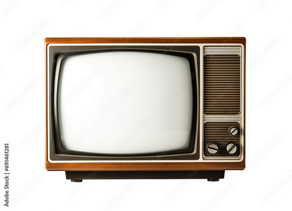Old style television isolated on transparent background