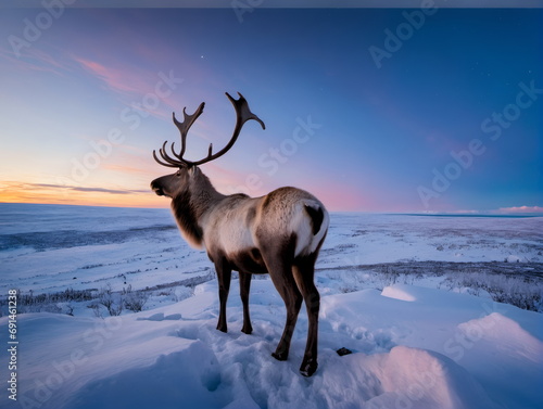 Twilight Stalker: A Silent Winter Predator in the Snow-Covered Arctic Wilderness © DigiDazzle