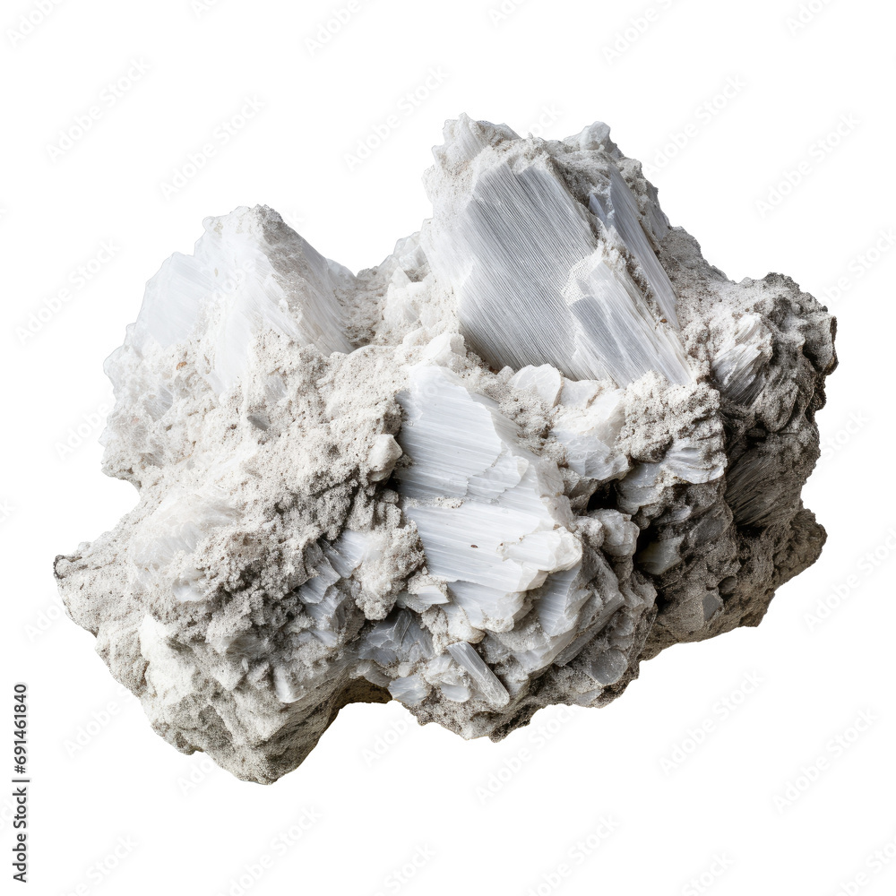 Obraz premium A detailed cluster of white calcite showing distinctive striations and crystal formations