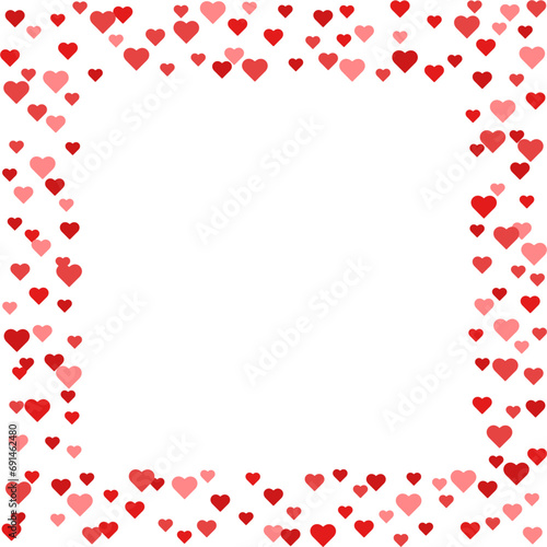 Fototapeta Naklejka Na Ścianę i Meble -  Confetti hearts square frame on transparent background for photo, banner, flyer, gift card