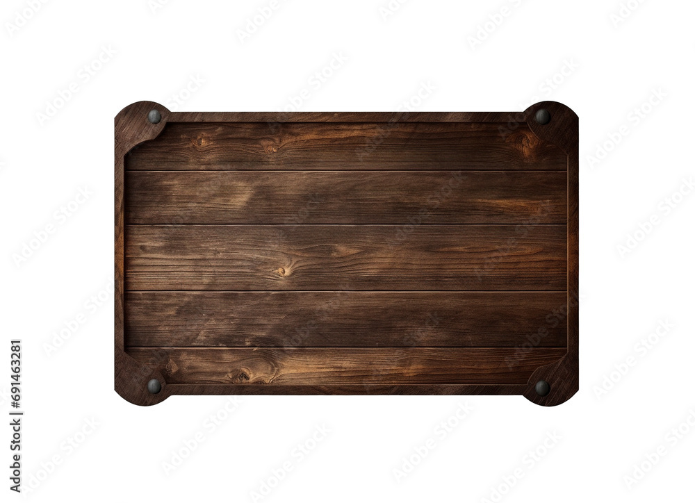 Wooden board isolated on transparent background