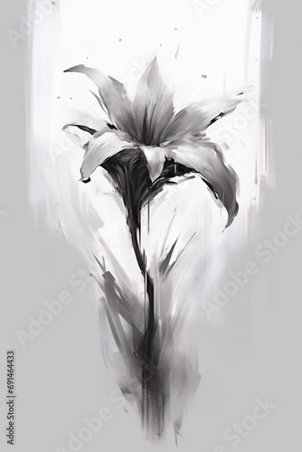 Abstract Art, Black and White, Rose, Flower, Blume, Modern, Printable Wall Art, Ratio 2:3 photo