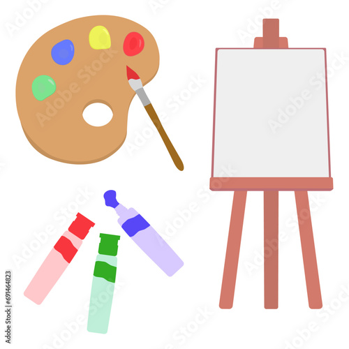 パレットと絵の具とキャンパス