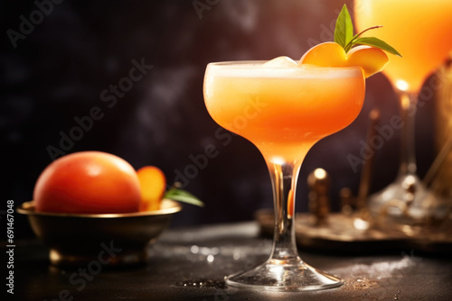 Peach Daiquiri cocktail with rum and ice photo