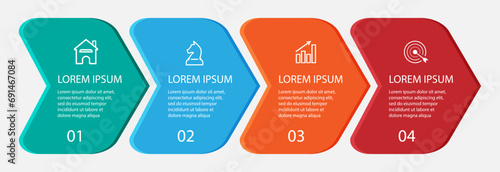 business infographic template 4 option or steps. colorful vector design in various colors with icon, text, number used for flow diagrams, presentations in your business