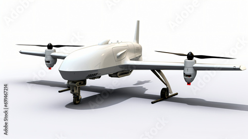 White military unmanned drone isolated on white background