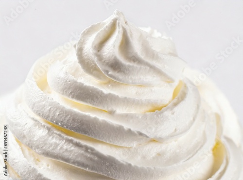 Whipped cream closeup photography, isolated on white background