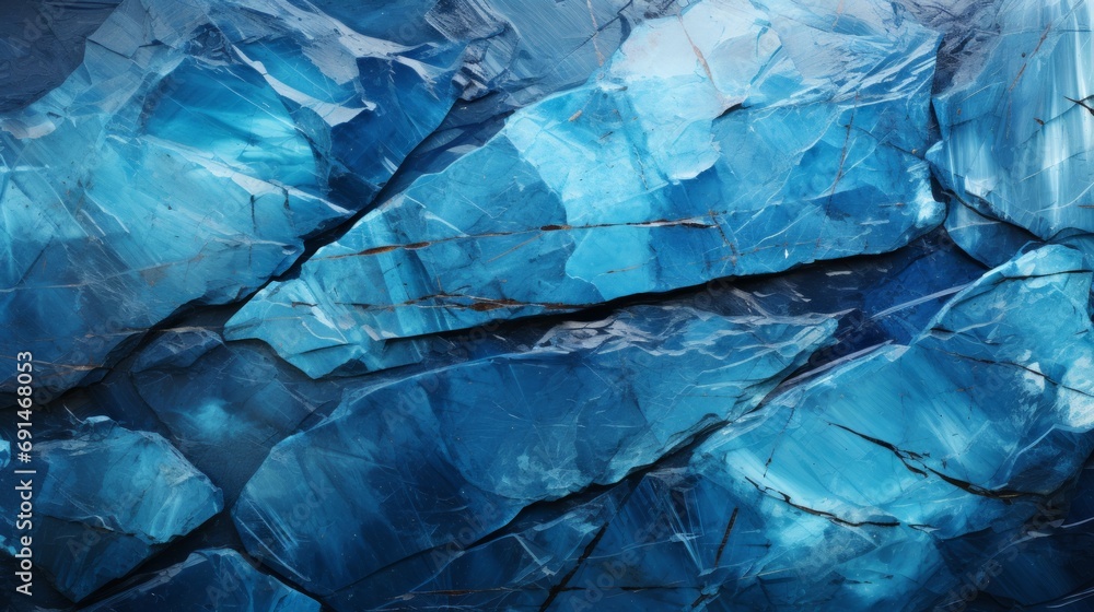 Fototapeta premium A mesmerizing snapshot of the raw beauty and fragility of nature, capturing the glistening blue hues of melting ice against a rugged mountain backdrop