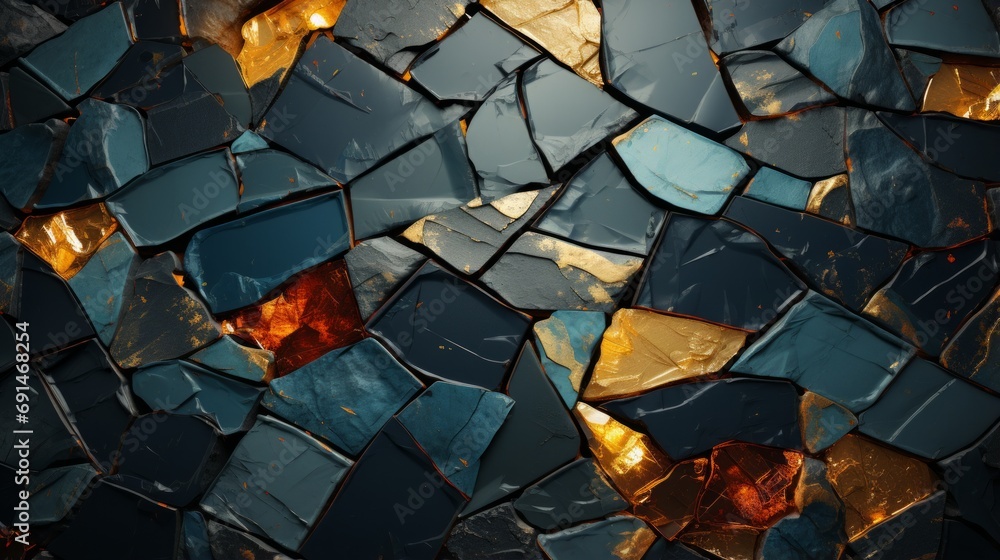 Brilliant hues dance upon a mosaic's intricate surface, illuminating its rich texture and evoking a sense of wonder and awe