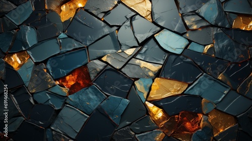 Obraz na płótnie Brilliant hues dance upon a mosaic's intricate surface, illuminating its rich texture and evoking a sense of wonder and awe w salonie