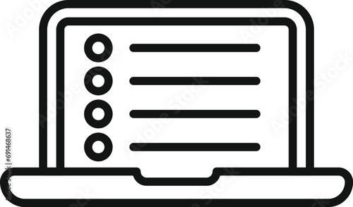 Laptop record keeping icon outline vector. System account. Invoice folder