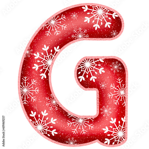 Design drawing Alphabet A-Z so cute using Red color and snowflake with a christmas theme.