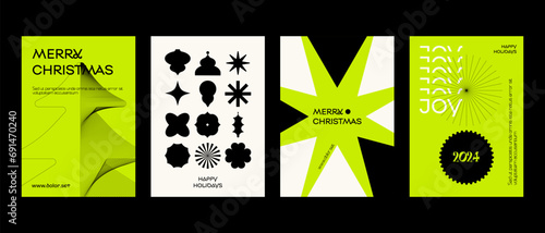 Merry Christmas and Happy New Year greeting card template. Vector illustrations for background, greeting card, party invitation card, website banner, social media banner, marketing material.