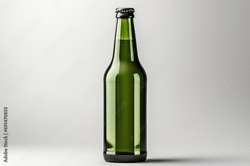 Glass green beer bottle, beer maker mockup. Glass green beer bottle, beer maker mockup.