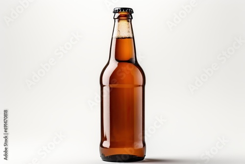 Glass brown beer bottle, beer maker mockup.