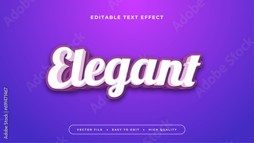 White and purple violet elegant 3d editable text effect - font style